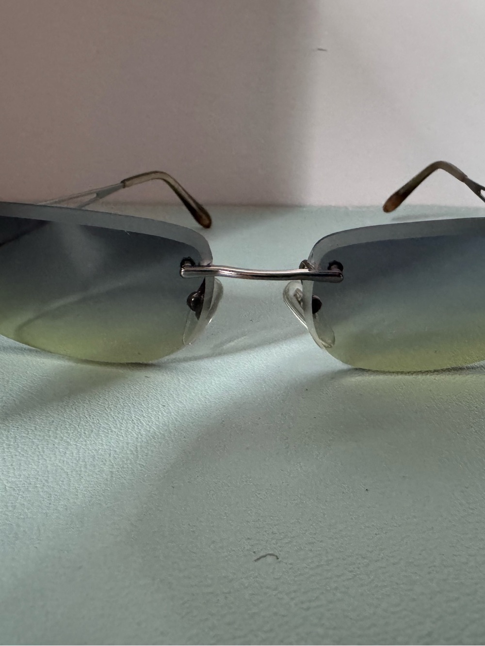Bvlargi Rimless Gradient Blue-Green Sunglasses